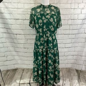 Lulus Green Floral MIDI Dress